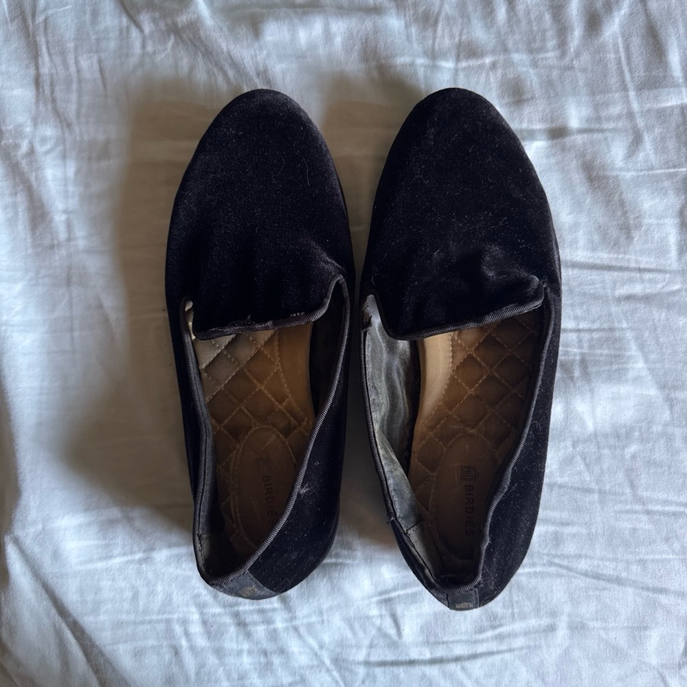 Birdies Black Velvet Loafers